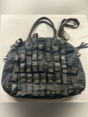 Costanza Rota Italian Leather Large Leather Studded Tassel Tote Bag